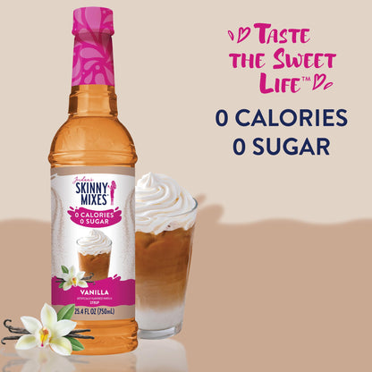 Jordan's Skinny Mixes Sugar Free Coffee Syrup, Vanilla Coffee Flavoring Syrup, Zero Calorie Drink Mix, Lattes, Baking, Protein Shake or Cocktail, Dairy & Gluten Free, Kosher, 25.4 Fl Oz