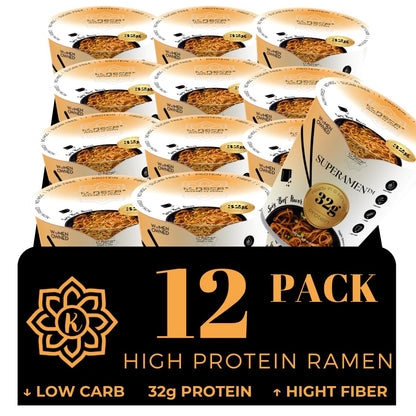KLDSCP Protein Ramen Instant Noodles Soup “Spicy” Beef Flavor, 32g High Plant-Based Protein, 12 Packs, Non-Fried, Vegan, Low Fat, Non-GMO, Egg & Dairy Free, Healthy Asian Meal