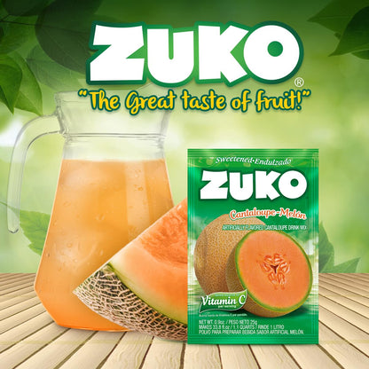 Zuko Cantaloupe Powdered Drink Mix, No Added Sugar Needed, 48 Ct Individual Packets