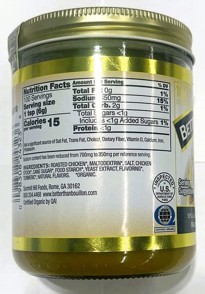 Better Than Bouillon Organic Roasted Chicken Base, Made with Seasoned Roasted Chicken, USDA Organic 21-Ounce Jar (Pack of 1)