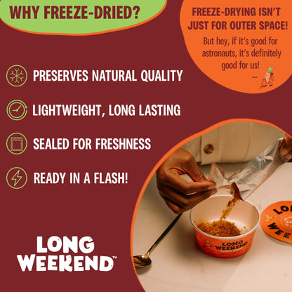 Long Weekend Freeze-Dried Vegetable Soup – Instant Soup with Real Vegetables – Nourishing, Thoughtful Nutrition, Shelf-Stable Meal, Just Add Water – Carrot Ginger, 6 Pack