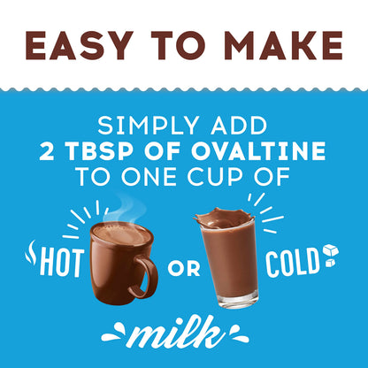 Ovaltine Rich Chocolate Drink Mix, Powdered Drink Mix for Hot and Cold Milk, 12 OZ Canister