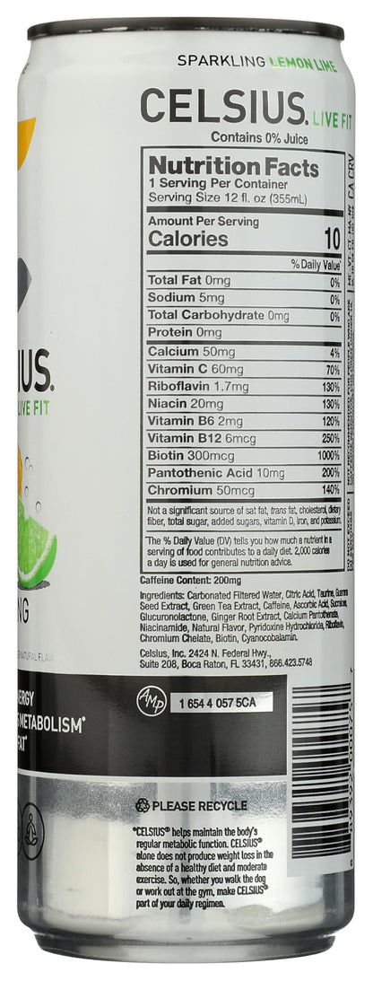 Celsius, Lemon Lime, 12 Ounce