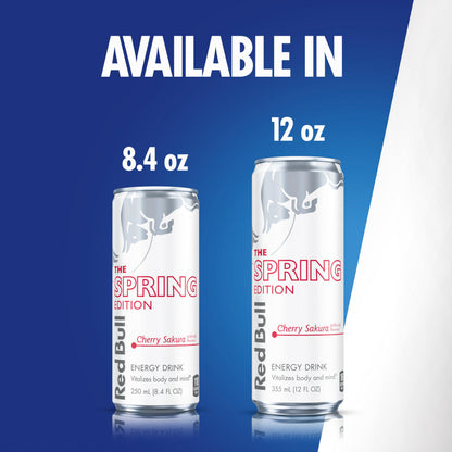 Red Bull Spring Edition Energy Drink, Cherry Sakura, 114mg Caffeine, Taurine & B Vitamins, 12 oz. Pack of 24 Cans