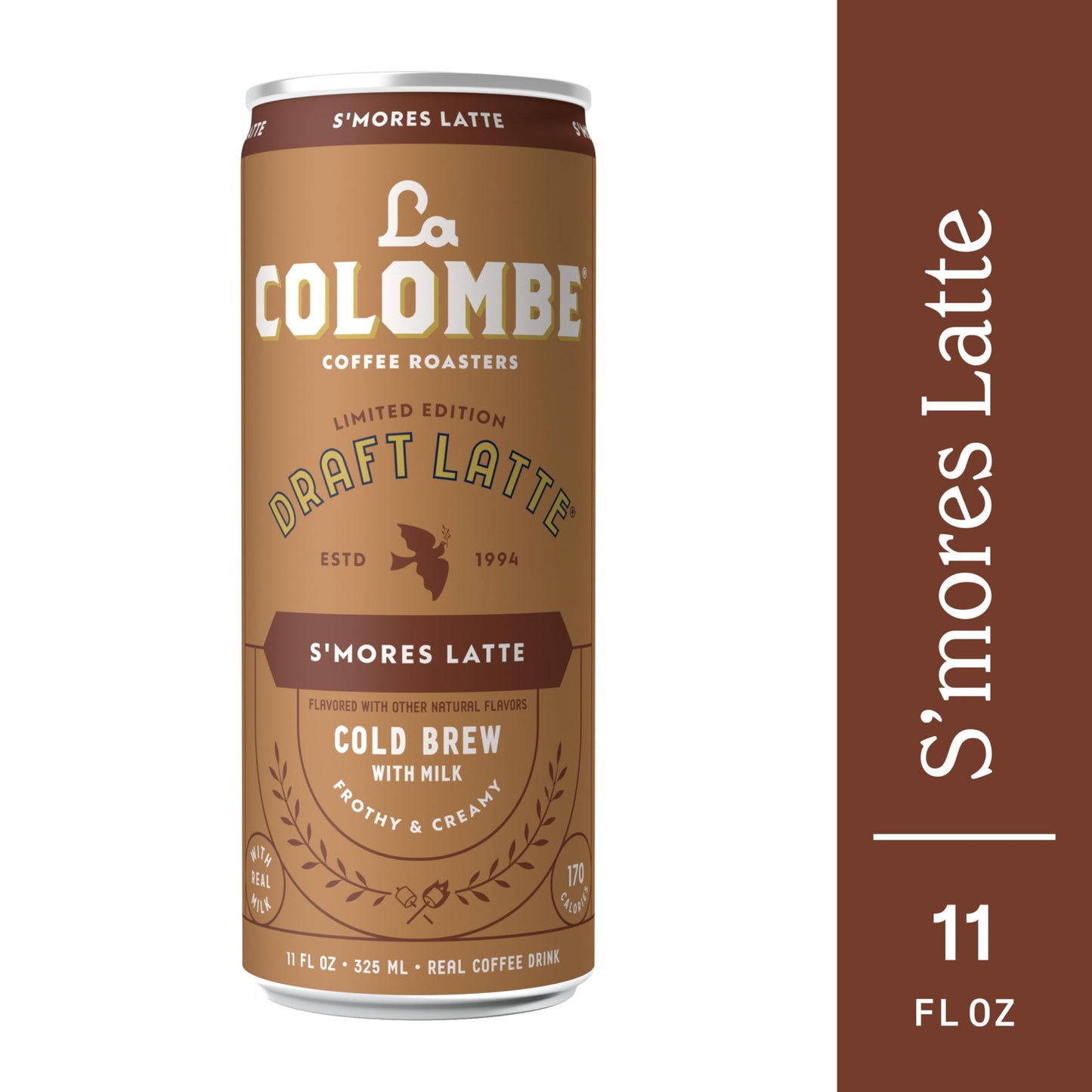 La Colombe Coffee, S'mores Latte, Cold Brew Draft Latte, 11 fl oz Cans (Pack of 12)