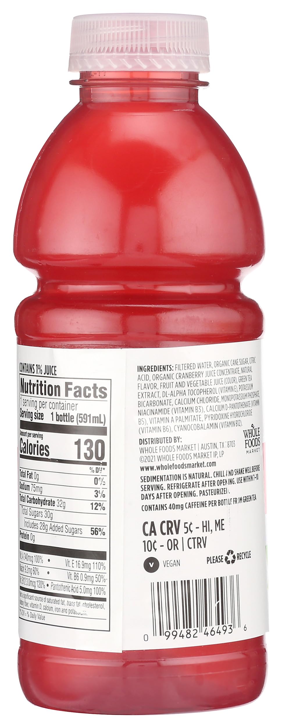 365 by Whole Foods Market, Nutrient Enhanced Water, Cranberry + Antioxidants, 20 Fl Oz