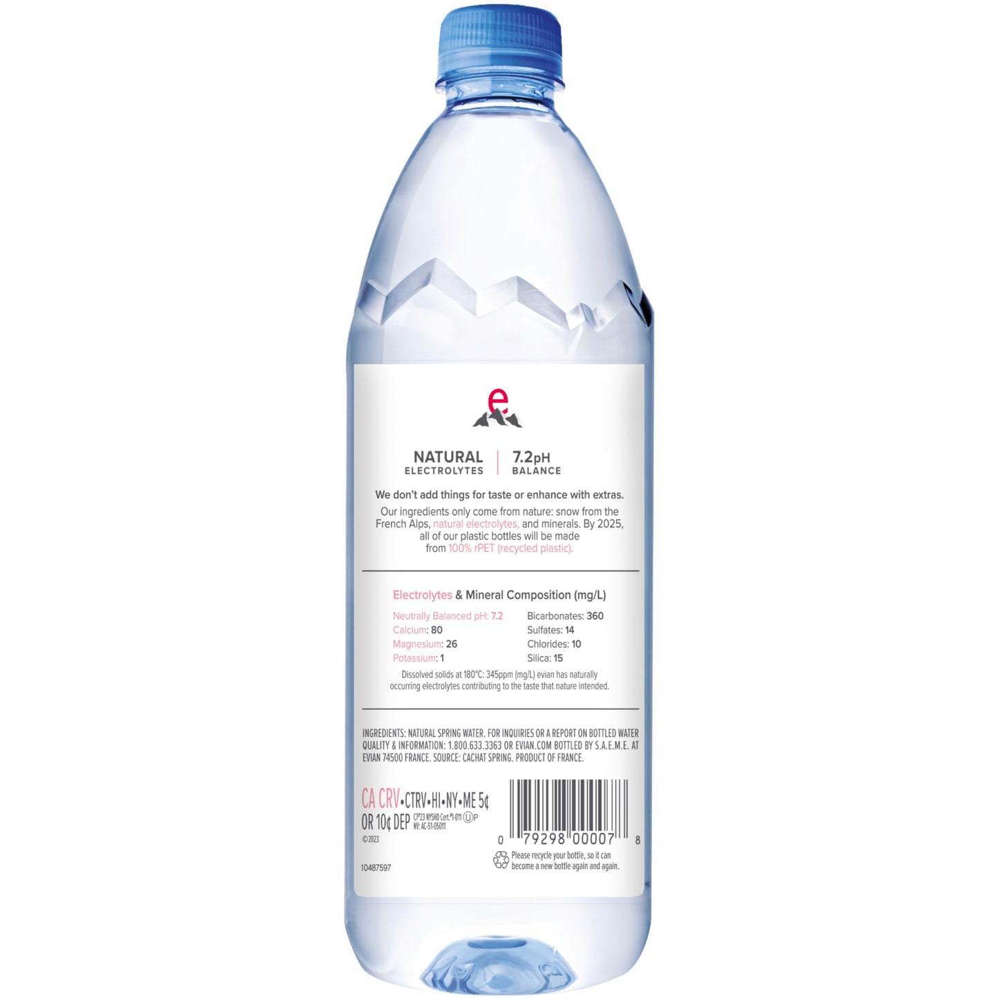 Evian Natural Spring Water, 1 L bottles, 6 pack