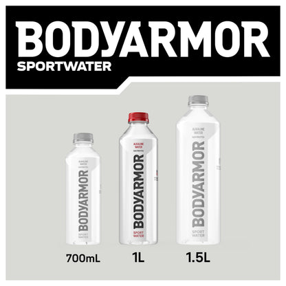 BODYARMOR SportWater Alkaline Water, Superior Hydration, High Alkaline Water pH 9+, Electrolytes, Perfect for your Active Lifestyle, 1 Liter (Pack of 12)