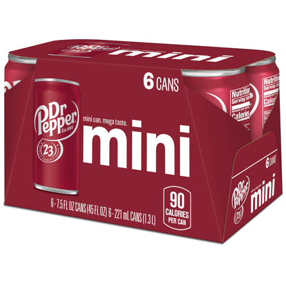 DR PEPPER - MINI CANS, 7.5 OZ, 6 PK