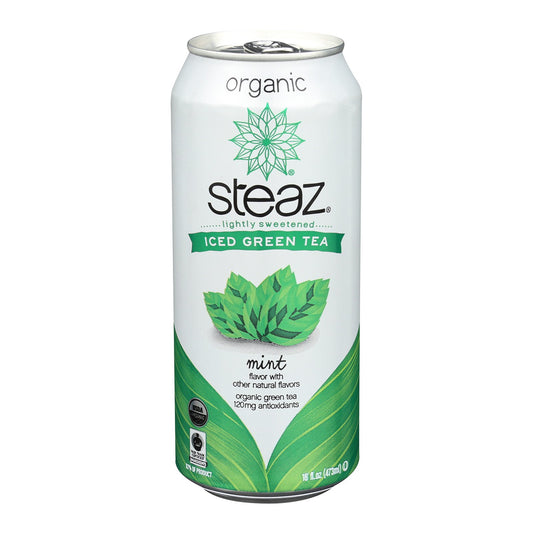 Steaz Organic Iced Green Tea, Mint, 16 oz