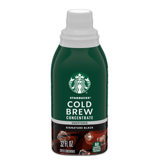 Starbucks Cold Brew Coffee Concentrate, Sweetened Signature Black Iced Coffee, 32 fl oz