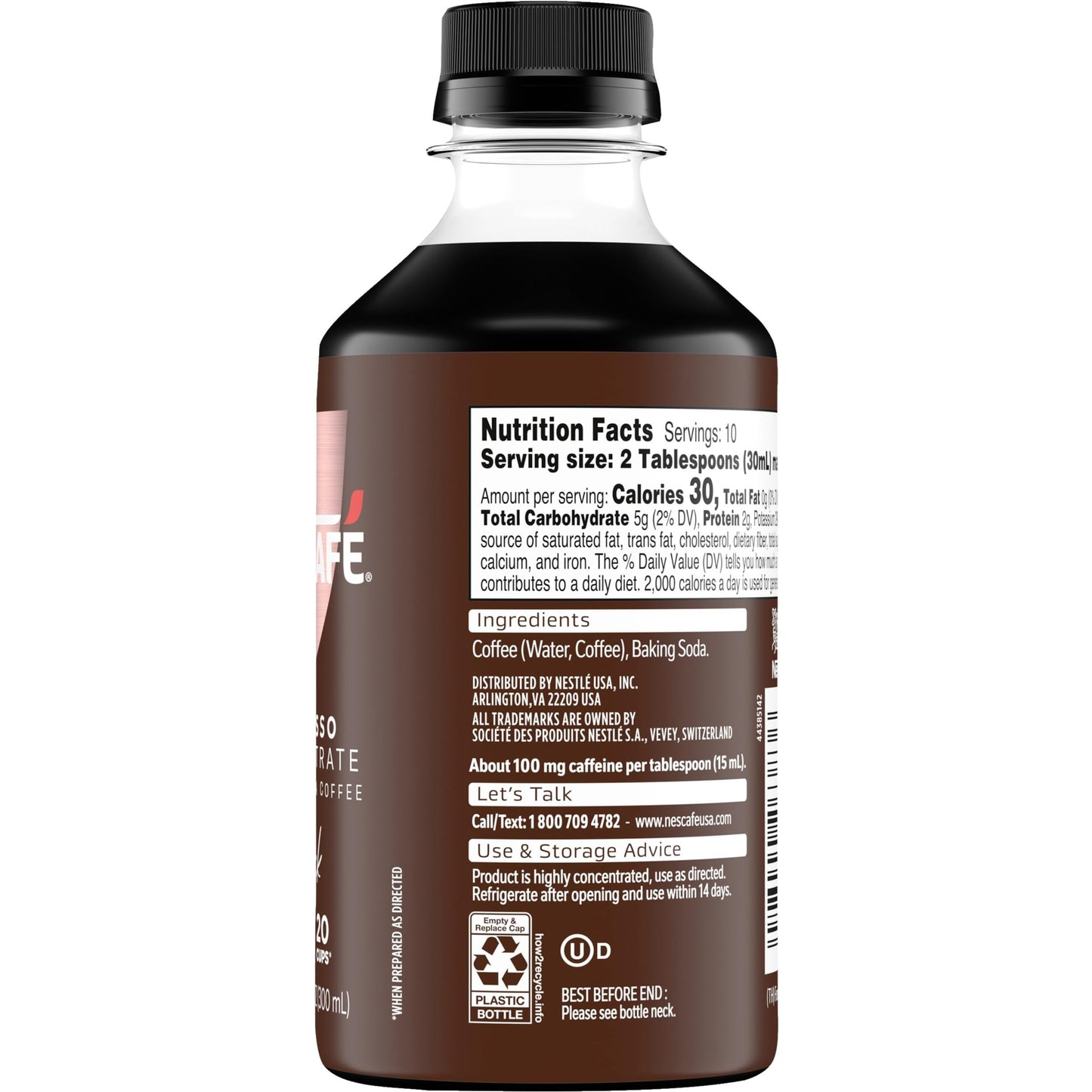 NESCAFÉ Espresso Concentrate Black, Instant Espresso Coffee Concentrate, Cold Brew Style, Iced Coffee Style Drinks, 2 Bottles (10 Fl Oz Each)