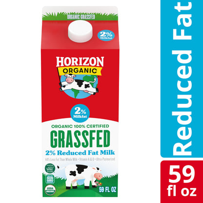 Horizon Organic Grassfed 2 Percent Milk, Rich and Creamy Reduced Fat Grassfed Milk, 59 fl oz Carton