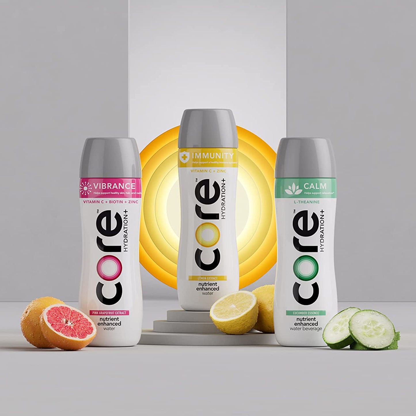 CORE Hydration+ Calm, Cucumber Essence Nutrient Enhanced Water with L-Theanine, 23.9 Fl Oz Bottle (Pack of 12)