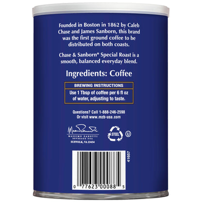 Chase & Sanborn Coffee, Special Roast Ground Coffee, Medium Roast, 10.5oz Can, Pack of 6