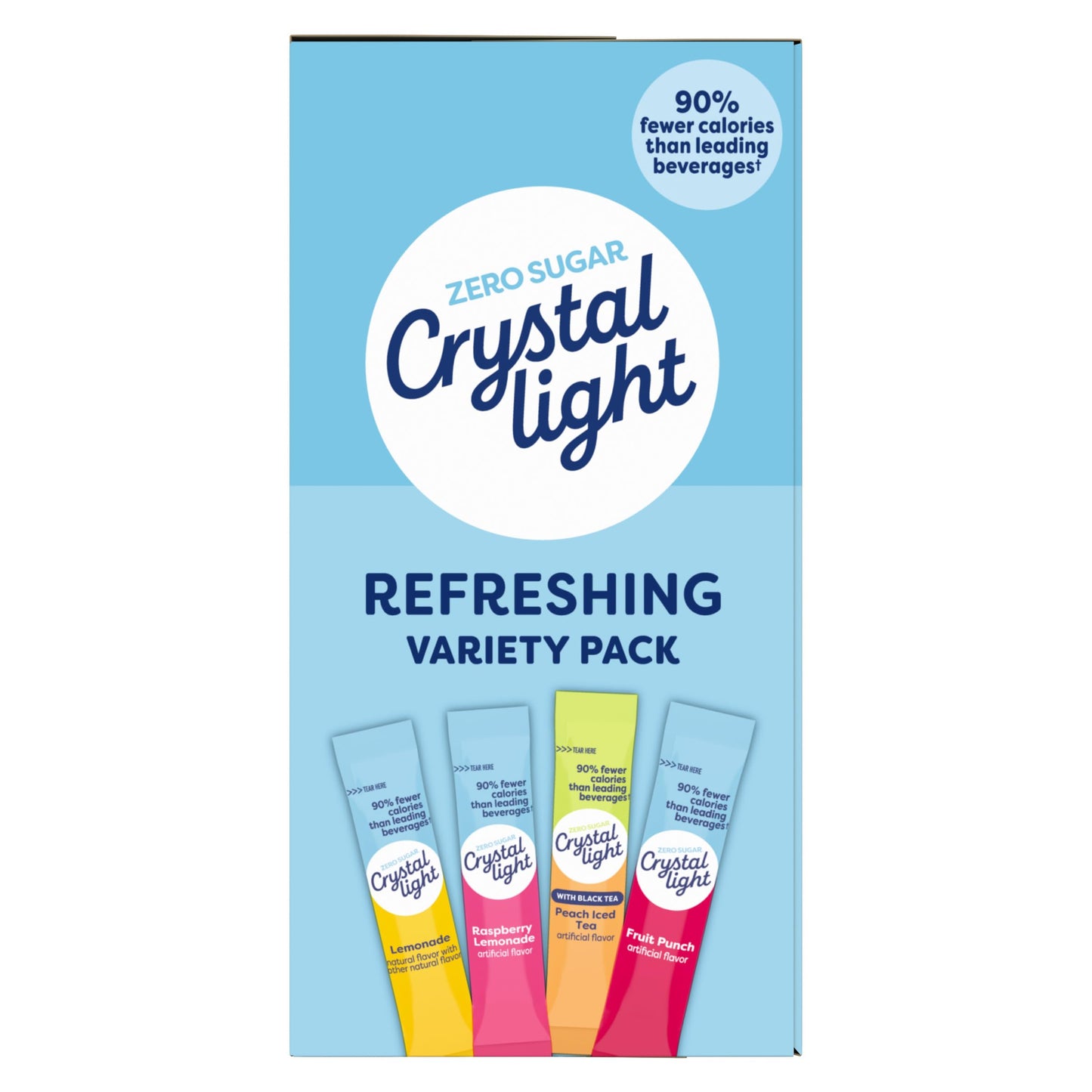 Crystal Light Refreshing Drink Mix Variety Pack, 44 Packets, for Convenient Hydration, Lemonade, Raspberry Lemonade, Peach Iced Tea, Fruit Punch, Natural and Artificial Flavor, Zero Sugar, 4.18 oz