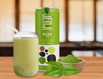 Jenji Pure Boba Tea, Matcha Latte Flavor | 10.8 fl oz, Pack of 12 | Plant-Based Beverage