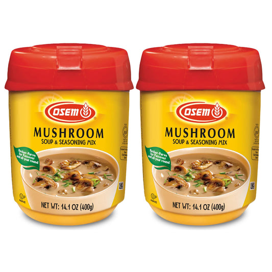 Osem Mushroom Flavored Soup & Seasoning Mix - Powder Broth Base, Perfect for Soups, Sauces, Stews, Rice, and More - Rich Savory Flavor Enhancer for Cooking - 14.1 oz (Pack of 2)