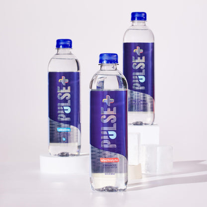 Pulse+ Electrolyte Water - Naturally Filtered Spring Water in 16.9-Ounce PET Plastic Bottles, Recyclable and BPA-Free - Case of 24