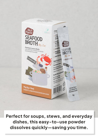 Korean Food Rich Flavor Seafood Broth by. Lo, 75g (5g*15pcs) (2.64oz) – Authentic Seafood Broth Powder for Soups, Stews & Sauces 코인육수, 더진한 육수