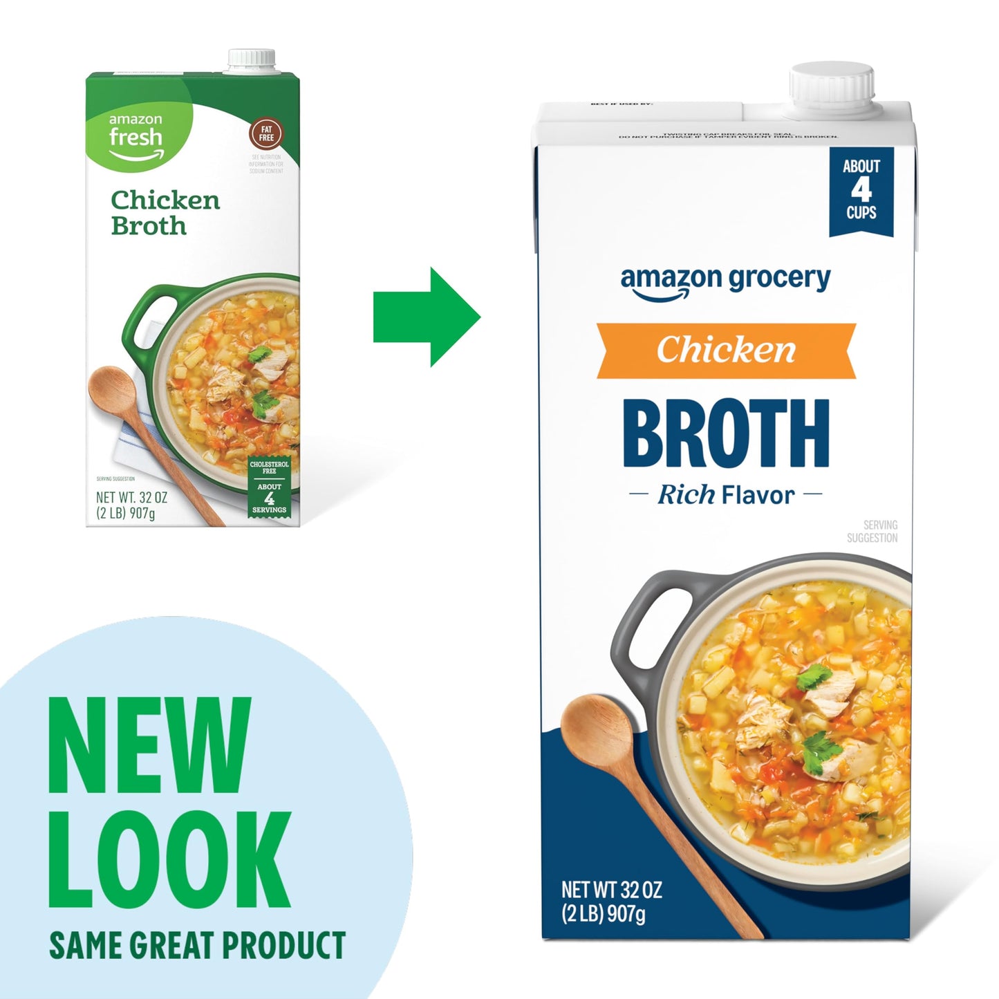 Amazon Grocery, Chicken Broth, 32 Oz