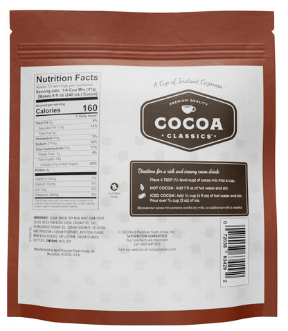 Cocoa Classics Chocolate Supreme Cocoa Mix Hot Chocolate Made with Nonfat Milk Just Add Hot Water Make Hot or Iced Cocoa Gluten Free & Kosher Dairy Friendly 14.8 oz Pouch (Pack of 1)