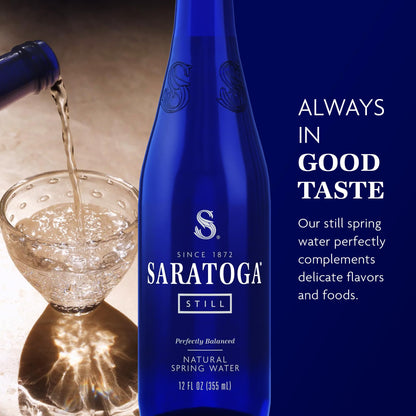 Saratoga Spring Water Bottles, 24 Pack – Still Bottled Water - Glass Bottles - 12 Fl Oz