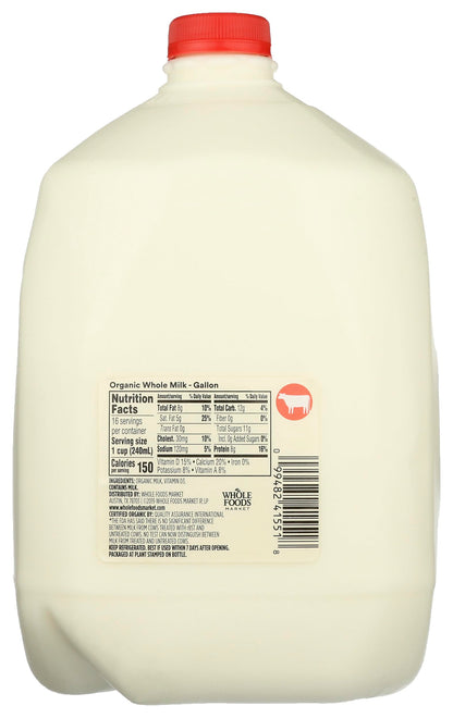 365 by Whole Foods Market, Organic Whole Milk, 128 oz