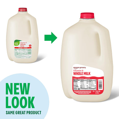 Happy Belly, Amazon Brand Whole Milk Gallon Ounces, 128 Fl Oz