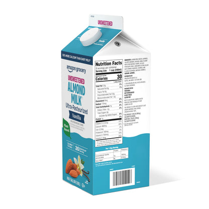 Amazon Grocery, Vanilla Unsweetened Almond Milk, 64 fl oz (Previously Amazon Fresh, Packaging May Vary)