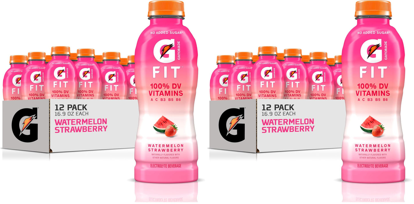 Gatorade Fit Electrolyte Beverage,Healthy Real Hydration,Watermelon Strawberry,16.9.oz Bottles,(Pack of 24)