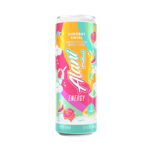 Alani Nu Energy Drink, Sherbet Swirl, 12 Fl Oz, Zero Sugar, Gluten Free, Vegan, B Vitamins