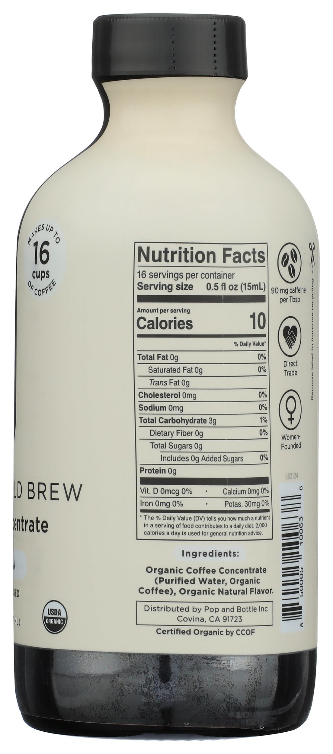 POP AND BOTTLE Organic Mocha Super Concentrate Coffee, 8 FZ