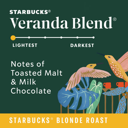 Starbucks Ground Coffee, Starbucks Blonde Roast Hot or Iced Coffee, Veranda Blend, 12 oz