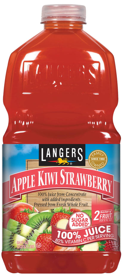 Langers 100% Juice with Vitamin C, Apple Kiwi Strawberry, 64 Fl Oz (Pack of 8)