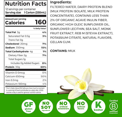 Orgain 30g High Protein Shake Bundle - Chocolate Fudge & Vanilla Bean, 11 Fl Oz (2 Pack of 12) - Dairy Isolate, 6g BCAAs, 1g Sugar, Keto Friendly, Gluten-Free