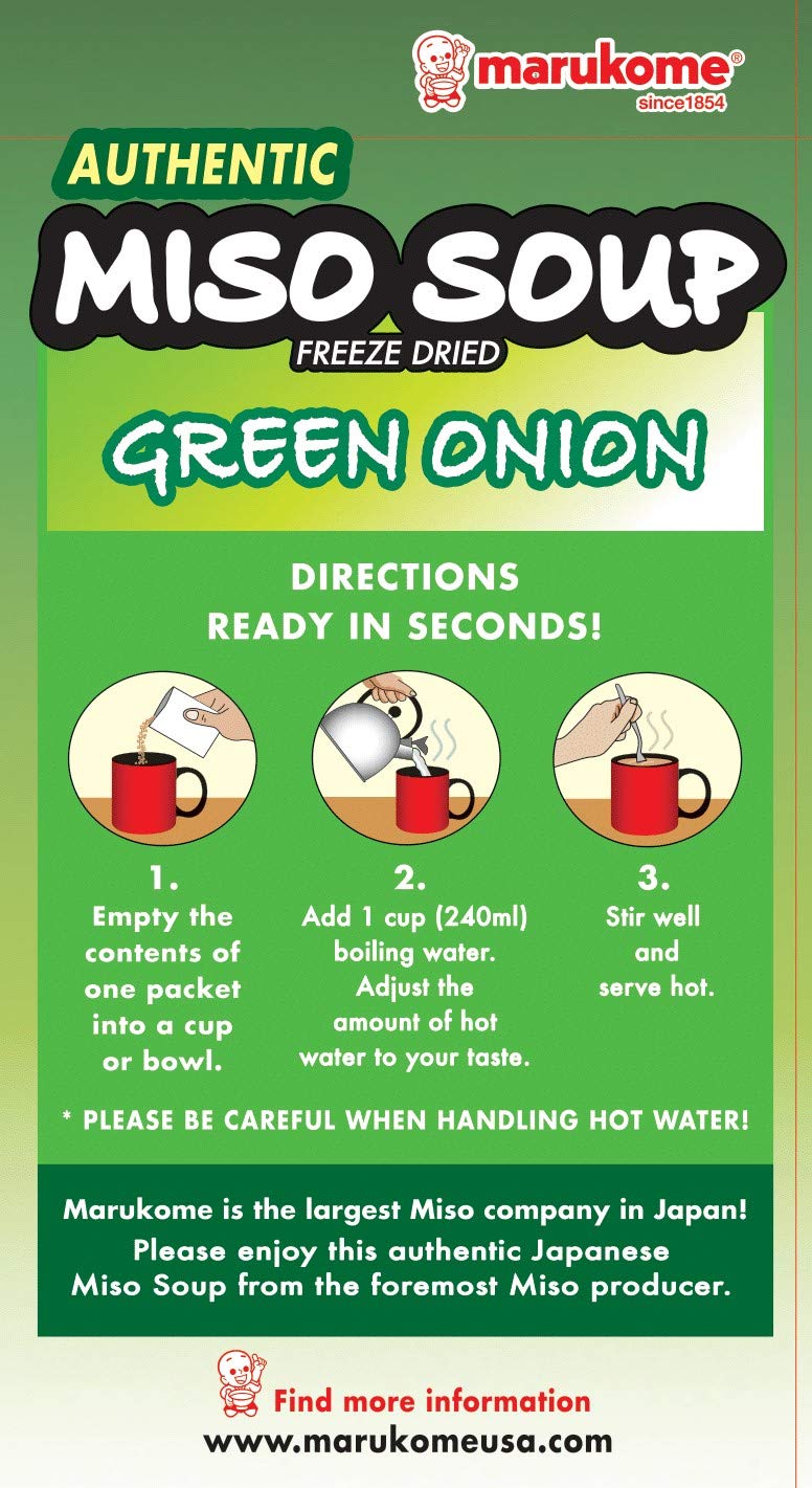Marukome Miso Inst Green Onion (3-Count), 0.96-Ounce Packages (Pack of 12)