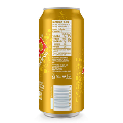 Zevia Zero Calorie Soda, Ginger Root Beer and Cream Soda, 12 and 16 Ounce Cans