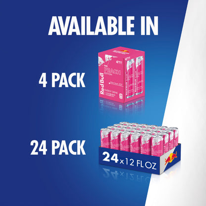 Red Bull Peach Edition Energy Drink, White Peach, 12 fl. oz. can, with 114mg Caffeine, Taurine & B Vitamins