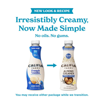 Califia Farms - French Vanilla Almond Milk Coffee Creamer, 25.4 Oz, Dairy Free, Plant Based, Vegan, Gluten Free, Non GMO