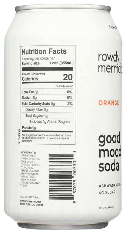 Rowdy Good, Mood Orange Soda, 12 Ounce