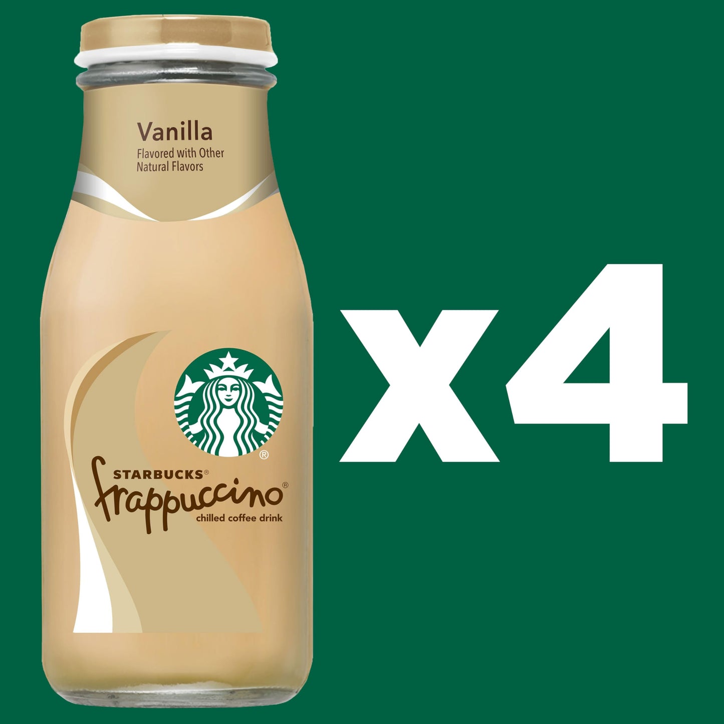Starbucks Frappuccino, Vanilla Iced Coffee Drink, 9.5oz Bottles (4 Pack)