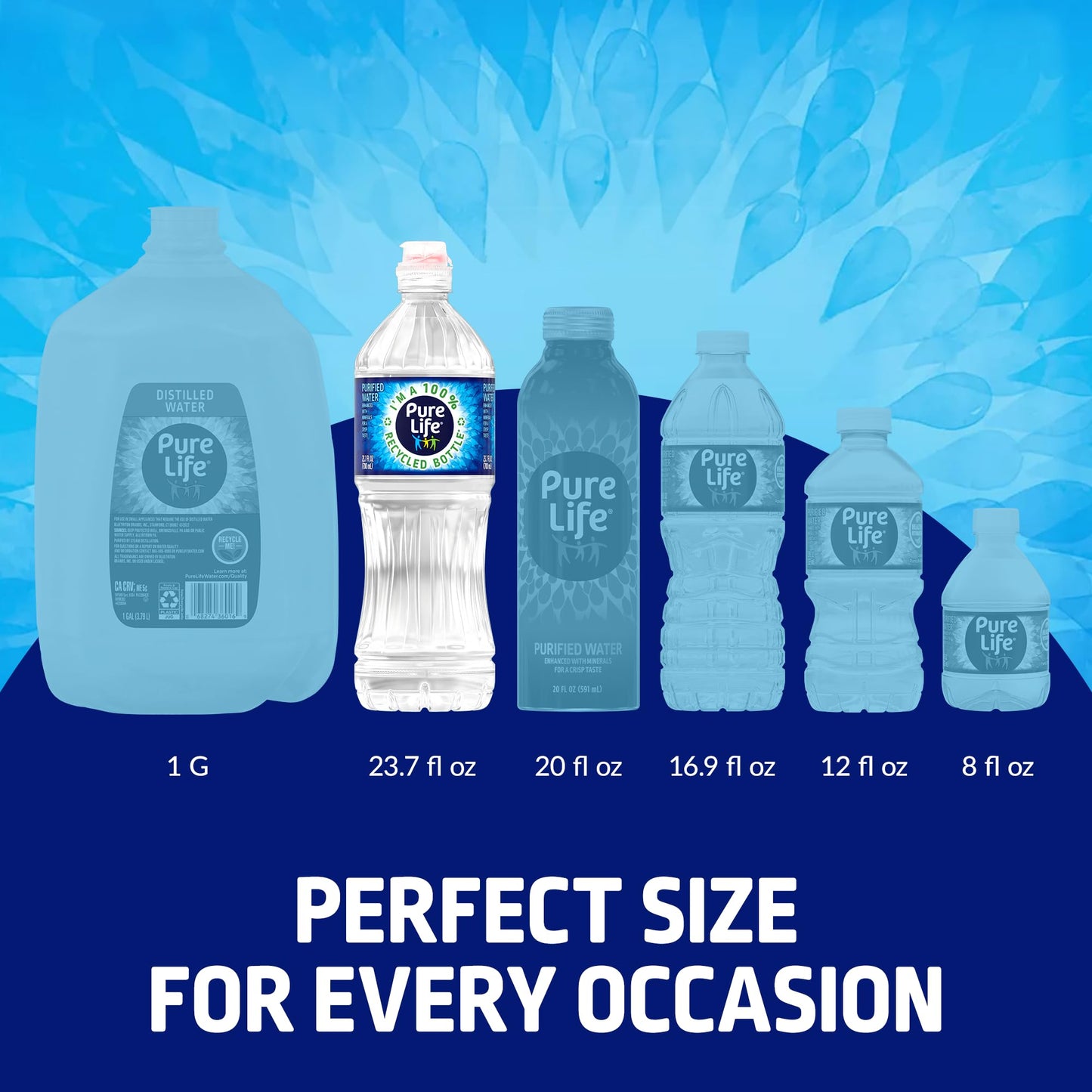 Pure Life Purified Water Bottles, 24 Pack - Still Bottled Water Enhanced with Minerals for a Crisp Taste, Plastic Bottles - 23.7 Fl Oz Sports Bottle with Flip Cap
