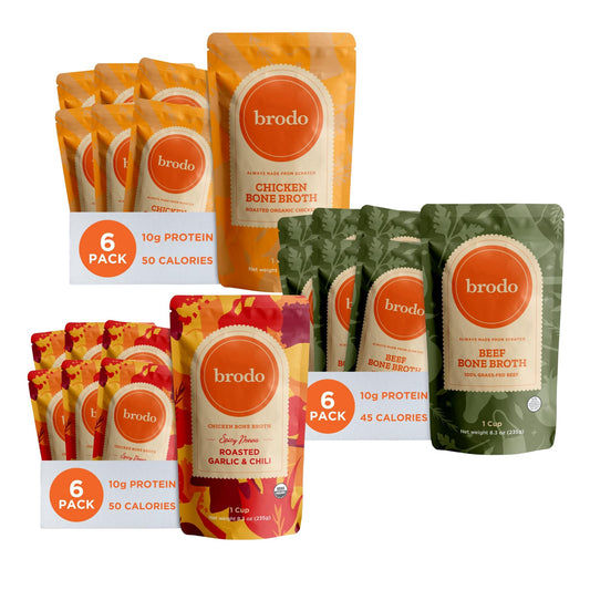 Brodo Beef, Chicken & Spicy Nonna Broth Bundle, 6 Cups Each (18 Cups Total)