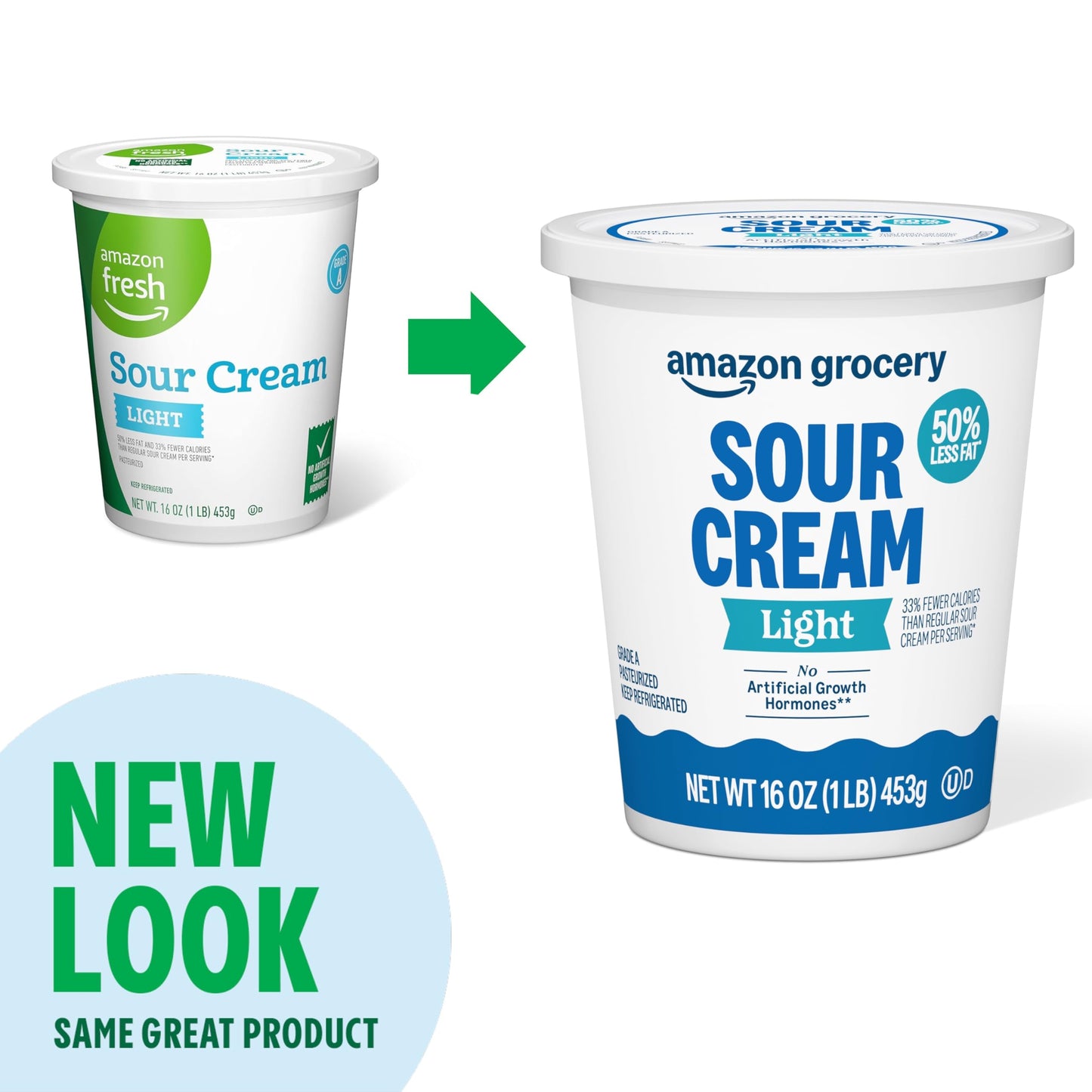 Amazon Grocery, Light Sour Cream, 16 Oz