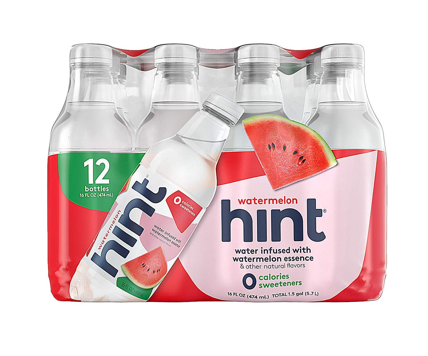 Hint Water Blackberry and Watermelon, 12 Bottles Hint Blackberry & 12 Bottles Hint Watermelon, Zero Calories, Zero Sugar and Zero Diet Sweeteners, 16 Fl Oz (Pack of 24)