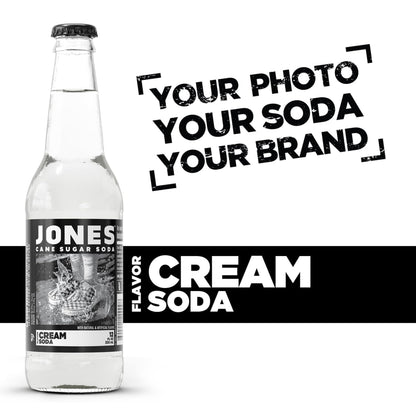 Four(4) Bottles - Jones Soda Co. Cream Soda Flavor | 100% Cane Sugar Soda | Craft Soda Pop | Soda Soft Drinks | Glass Bottle Soda