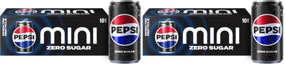 Pepsi Zero Sugar Soda, 7.5 Ounce Mini Cans, (Two packs of 10) (Packaging May Vary)