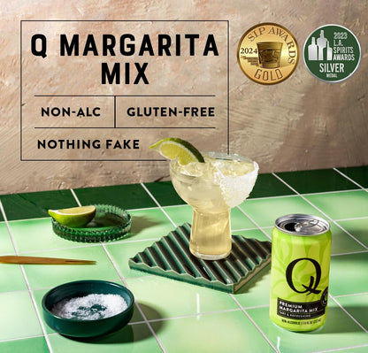 Q MARGARITA MIX with Real Key Limes & Organic Agave - Ideal for Cocktails & Mocktails - Real Ingredients & Perfectly Balanced | 80 Calories per Serving | 7.5 Fl Oz Cans (Pack of 24)