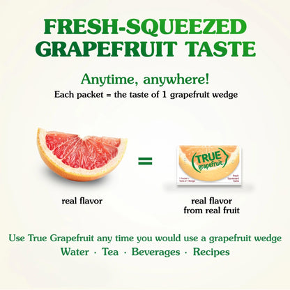 True Grapefruit 32ct (Pack of 1) - Water Enhancer - Bulk Dispenser - 0 Calorie Drink Mix Packets For Water - Sugar Free Grapefruit Flavoring Powder Packets